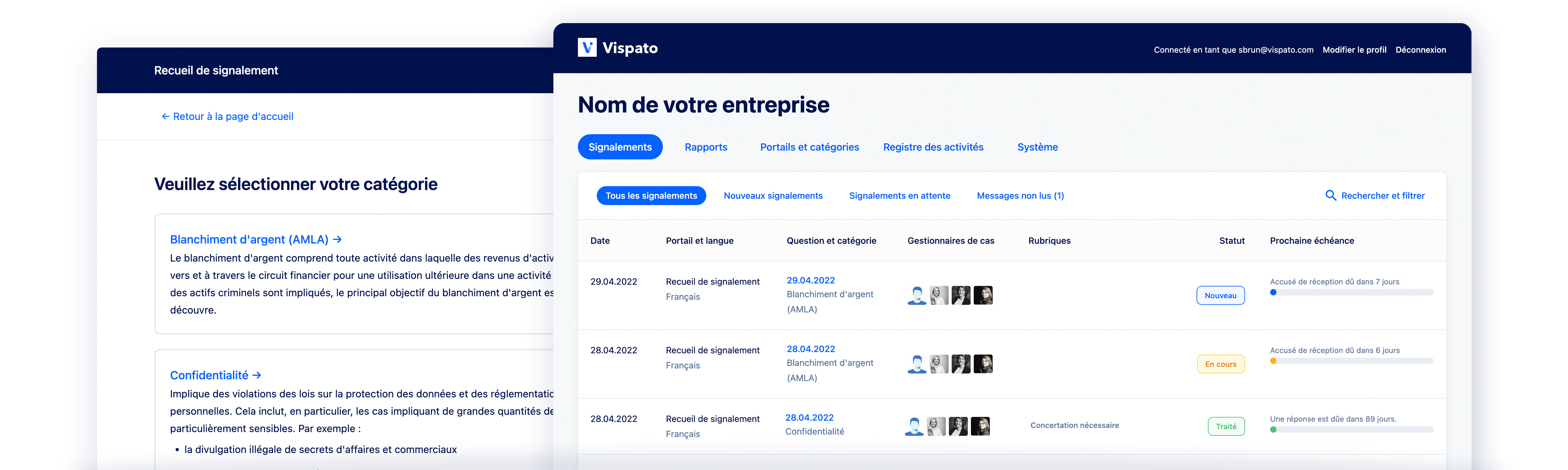 Système d'alerte professionnelle Vispato